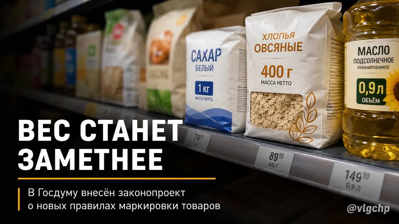 Законопроект обязывает указывать вес и объём крупным шрифтом на лицевой стороне упаковки. При сокращении массы товара упаковку предлагают уменьшать, а на ценниках — установить минимальный размер шрифта.