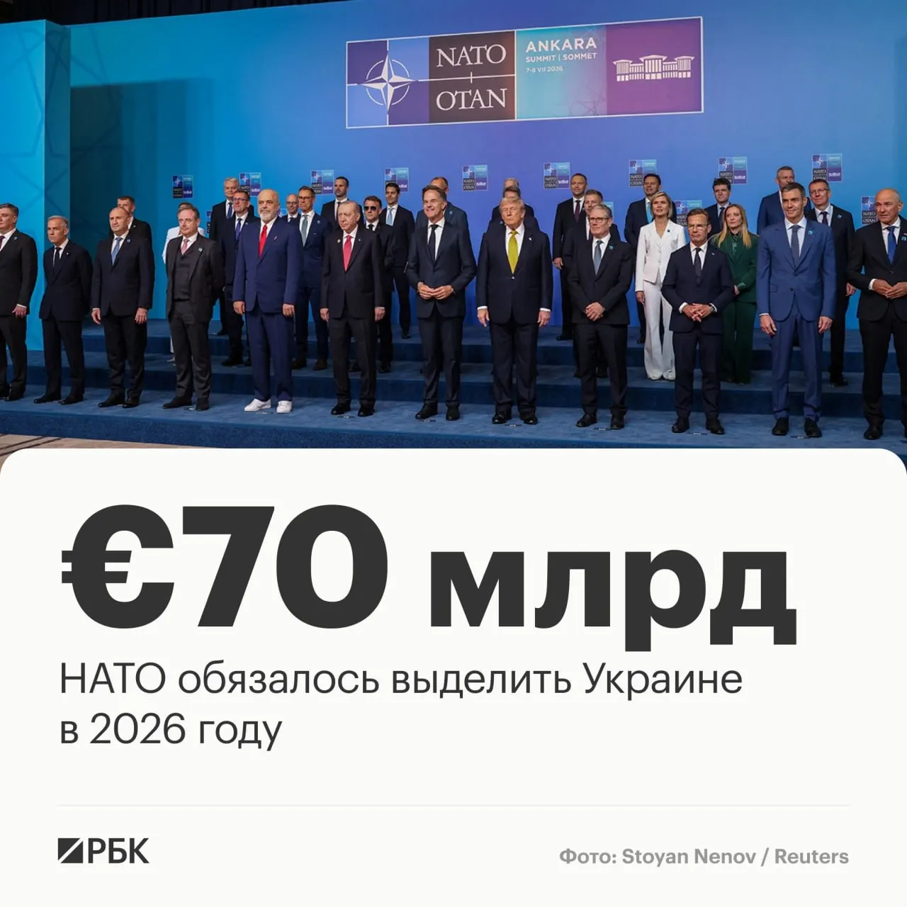 Альянс пообещал направить €70 млрд на военную технику, помощь и обучение и подтвердил намерение сохранить эквивалентный уровень поддержки к 2027 году.